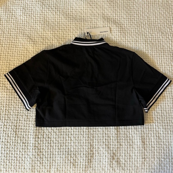 Halfboy Black Logo-Embroidered Cropped Polo - XS - NWT - Picture 3 of 10